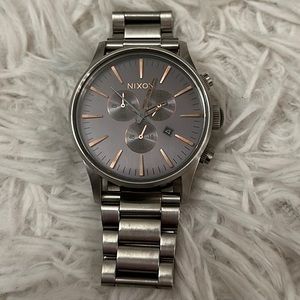 Nixon - The Sentry Chrono Watch - Charcoal & Rose Gold